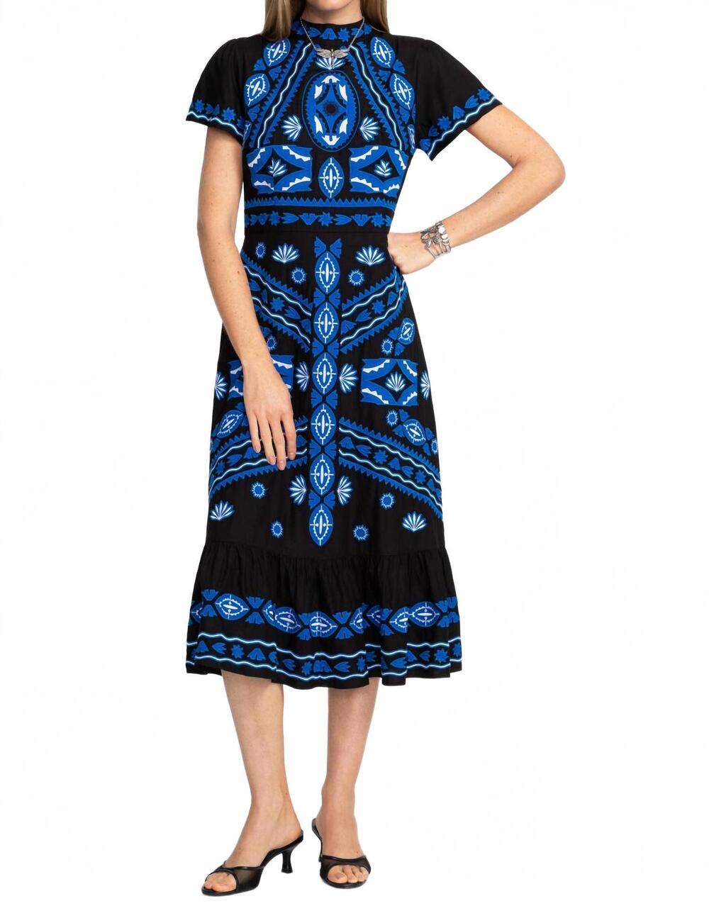 NEW JOHNNY WAS stephy midi dress in black